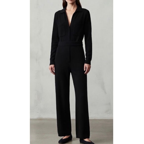 NakedCashmere Other - NakedCashmere Black Organic Cotton Cashmere Utility Jumpsuit L NWOT